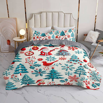 Shineful All Season Quilt 3-Piece Set Happy Cute Christmas