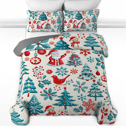 Shineful All Season Quilt 3-Piece Set Happy Cute Christmas