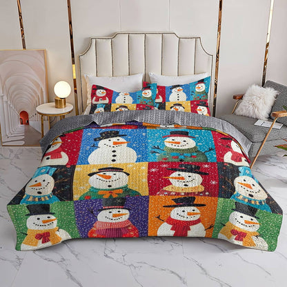 Shineful All Season Quilt 3-Piece Set Funny Snowman