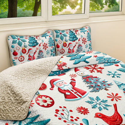 Shineful All Season Quilt 3-Piece Set Happy Cute Christmas