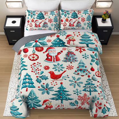 Shineful All Season Quilt 3-Piece Set Happy Cute Christmas