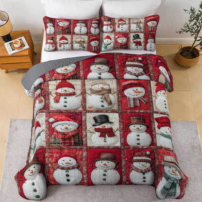 Shineful Flat Print All Season Quilt 3-Piece Set Vintage Snowman Lovely