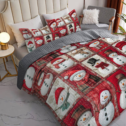 Shineful Flat Print All Season Quilt 3-Piece Set Vintage Snowman Lovely