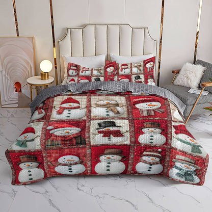 Shineful Flat Print All Season Quilt 3-Piece Set Vintage Snowman Lovely