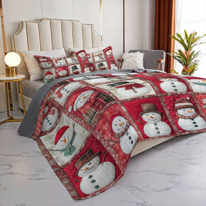 Shineful Flat Print All Season Quilt 3-Piece Set Vintage Snowman Lovely