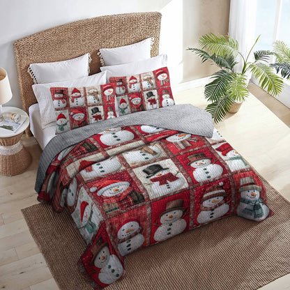 Shineful Flat Print All Season Quilt 3-Piece Set Vintage Snowman Lovely