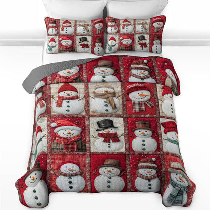 Shineful Flat Print All Season Quilt 3-Piece Set Vintage Snowman Lovely