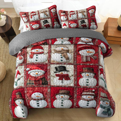 Shineful Flat Print All Season Quilt 3-Piece Set Vintage Snowman Lovely