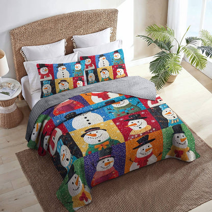 Shineful All Season Quilt 3-Piece Set Funny Snowman