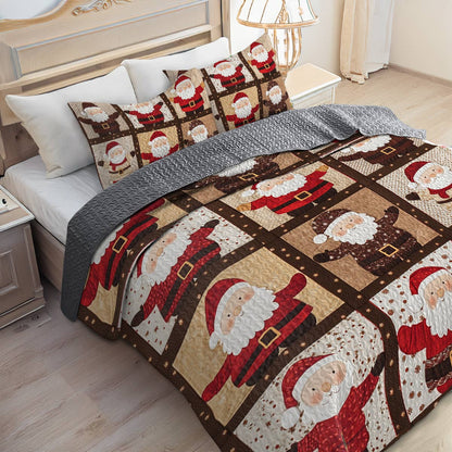 Shineful Flat Print All Season Quilt 3-Piece Set Welcome Santa Claus