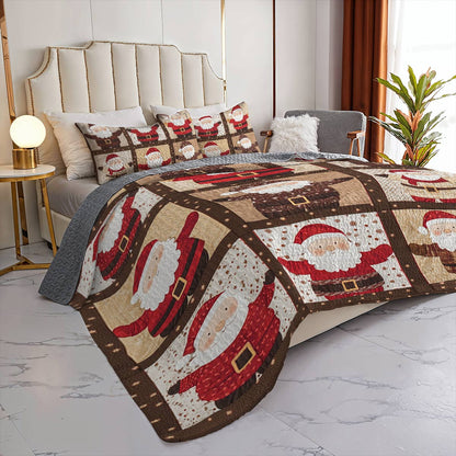 Shineful Flat Print All Season Quilt 3-Piece Set Welcome Santa Claus