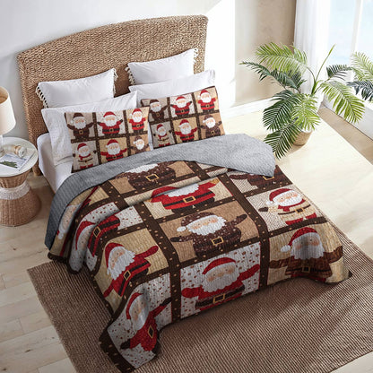 Shineful Flat Print All Season Quilt 3-Piece Set Welcome Santa Claus