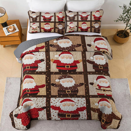 Shineful Flat Print All Season Quilt 3-Piece Set Welcome Santa Claus