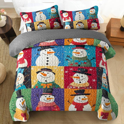 Shineful All Season Quilt 3-Piece Set Funny Snowman