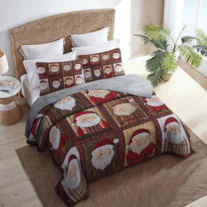 Shineful Flat Print All Season Quilt 3-Piece Set Darling Santa Claus