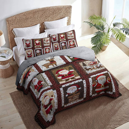 Shineful All Season Quilt 3-Piece Set Pretty Santa Life