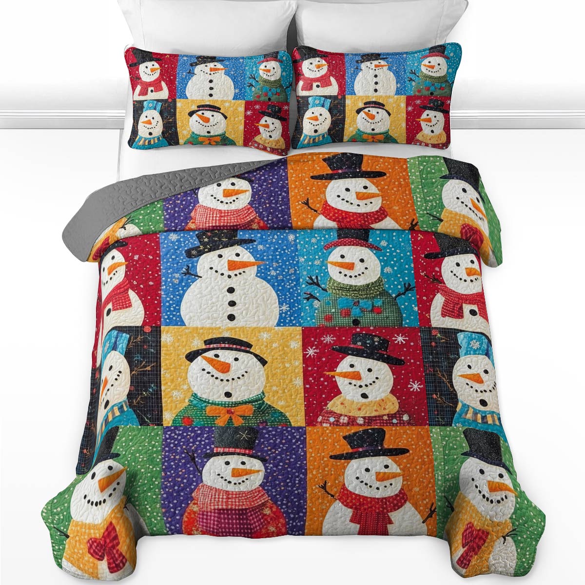 Shineful All Season Quilt 3-Piece Set Funny Snowman