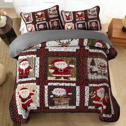 Shineful All Season Quilt 3-Piece Set Pretty Santa Life