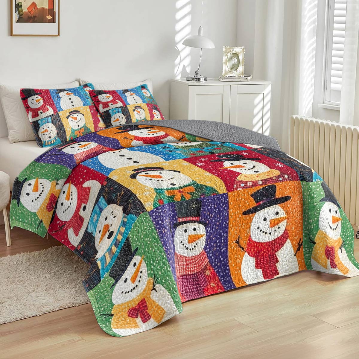 Shineful All Season Quilt 3-teiliges Set Lustiger Schneemann