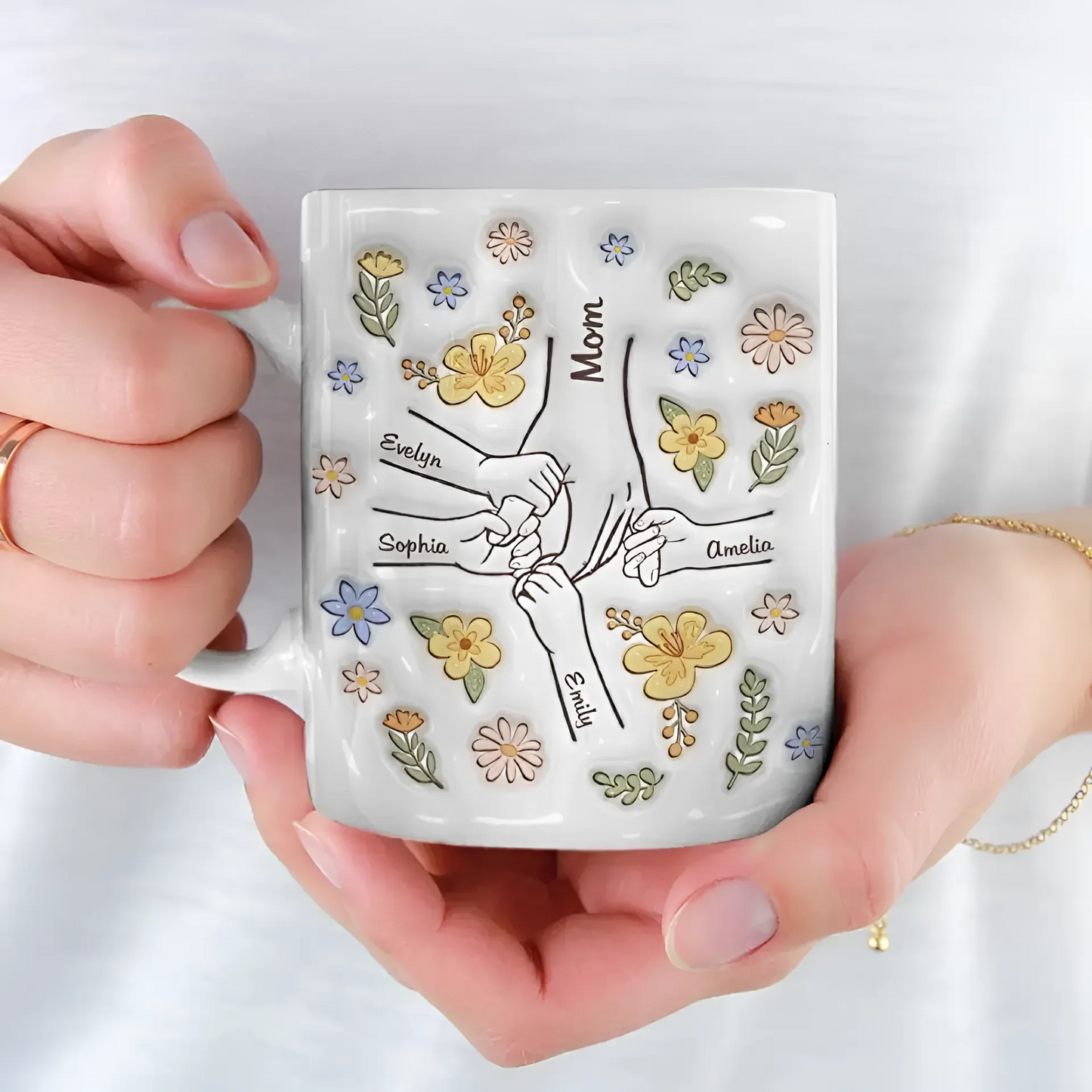 Shineful Du hältst unsere Hände, auch unsere Herzen personalisierte Tasse