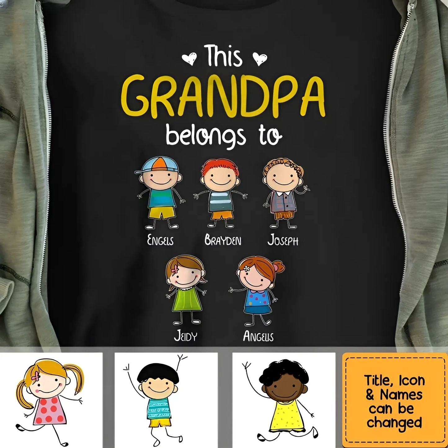 Shineful T-Shirt This Grandpa Belongs To - Personalized Unisex T-Shirt