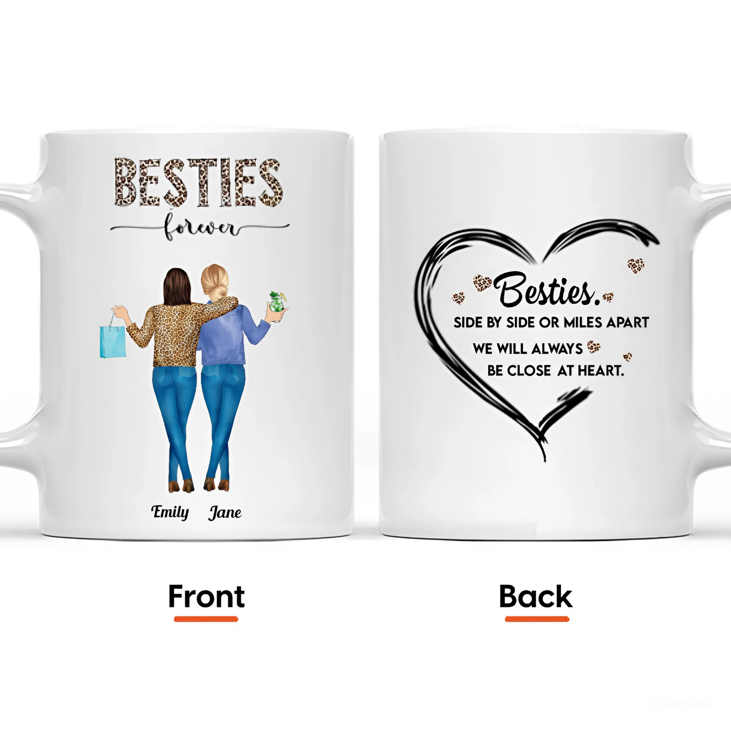 Shiny Side By Side oder Miles Apart Sisters Forever Personalisierte Tasse