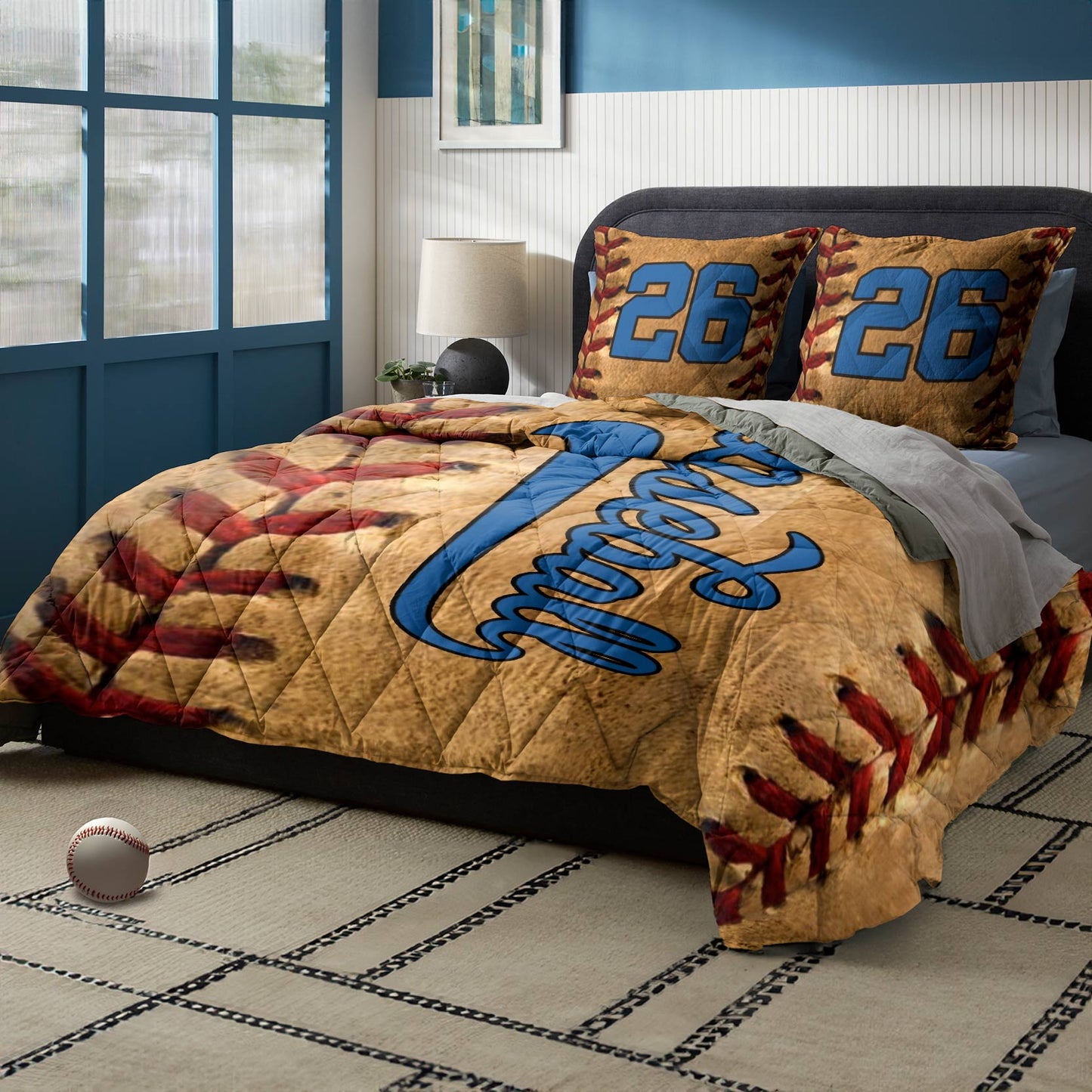 Shineful Personalized Quilt 3-Piece Set Strongest Baseball