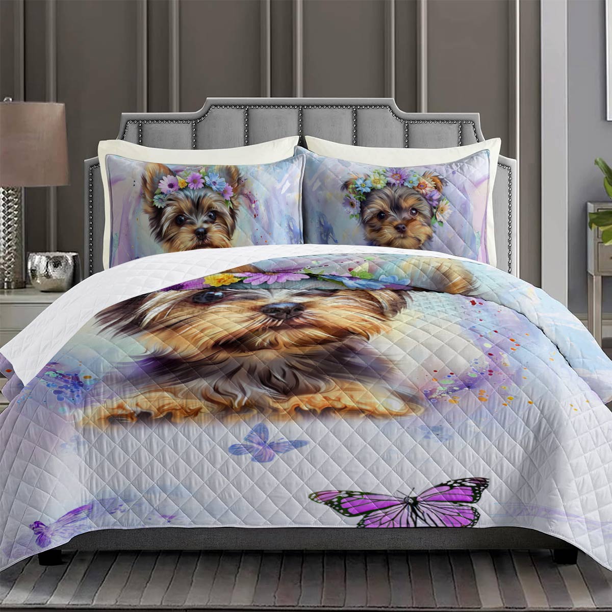 Shineful Quilt 3-Piece Set Yorkie Darling