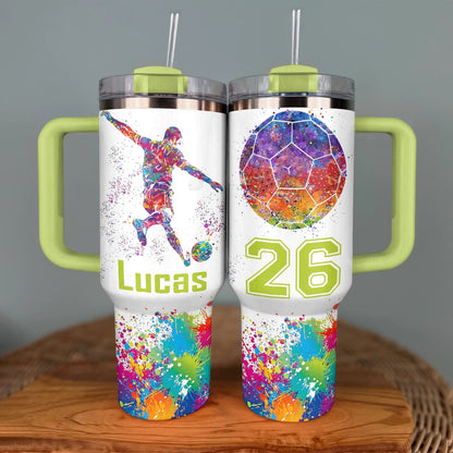 Shineful Personalized Tumbler Colorful Soccer Man