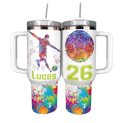 Shineful Personalized Tumbler Colorful Soccer Man