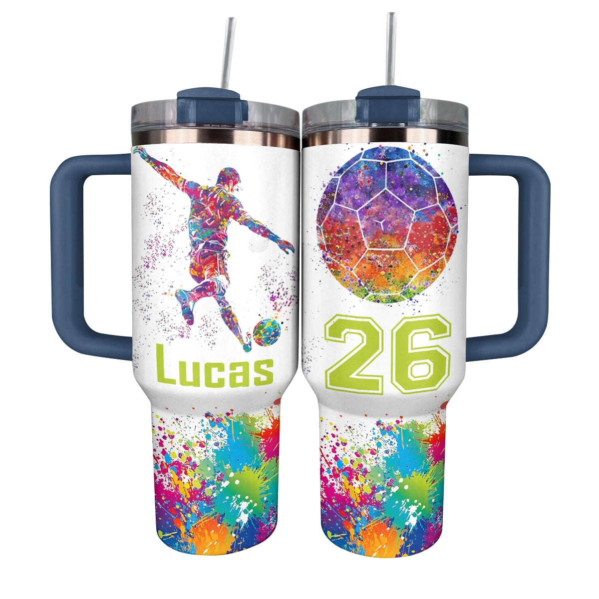 Shineful Personalized Tumbler Colorful Soccer Man