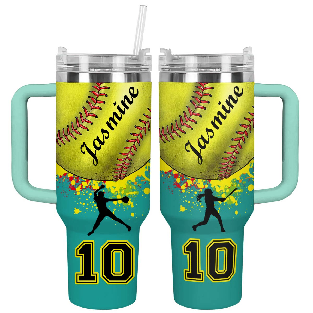 Shineful Personalized Tumbler Softball Splash