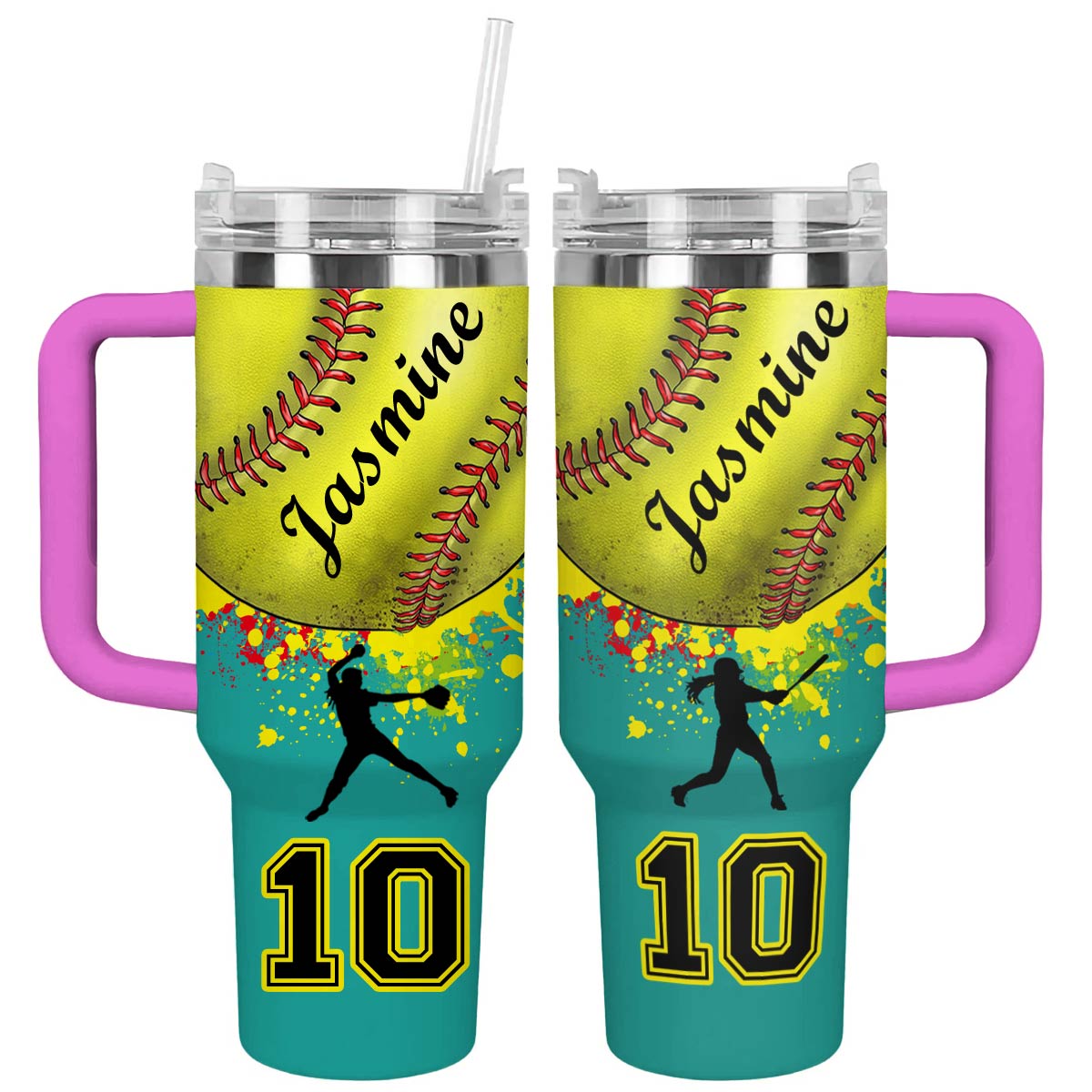 Shineful Personalized Tumbler Softball Splash