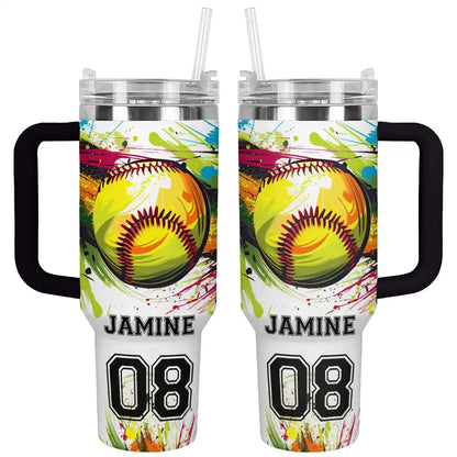 Shineful Tumbler Personalized Colorful Softball