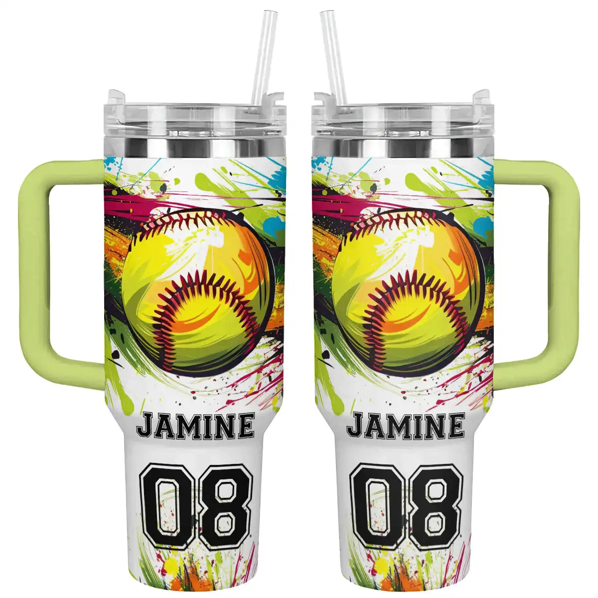 Shineful Tumbler Personalized Colorful Softball