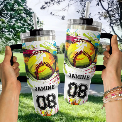 Shineful Tumbler Personalized Colorful Softball