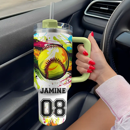 Shineful Tumbler Personalized Colorful Softball