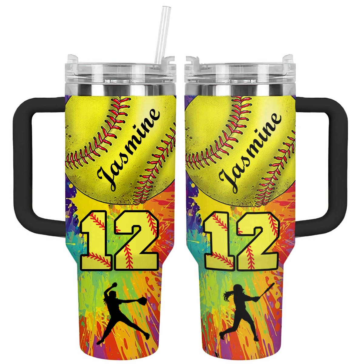 Shineful Personalized Tumbler Colorful Softball