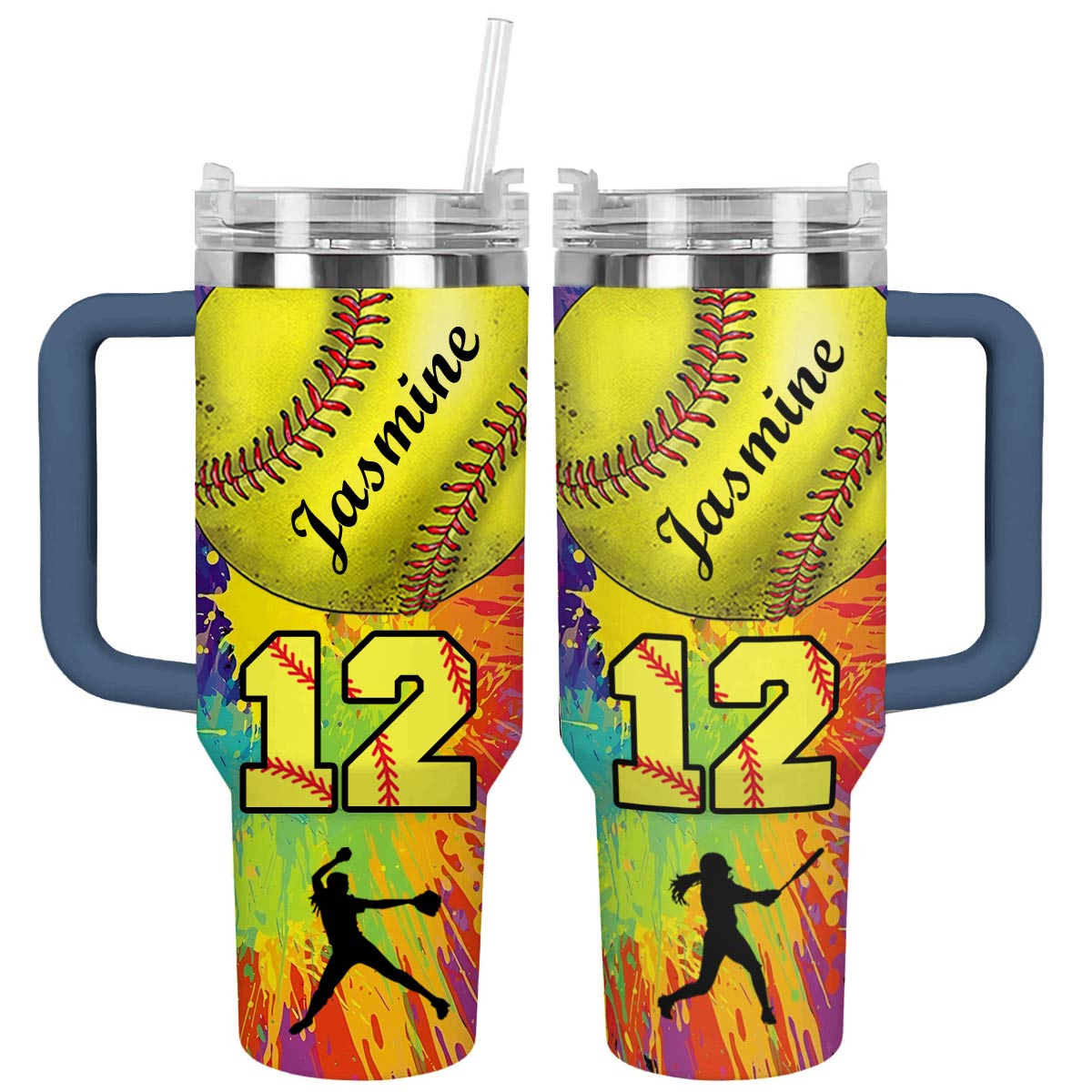 Shineful Personalized Tumbler Colorful Softball