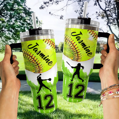 Shineful Tumbler Personalized Elegant Softball