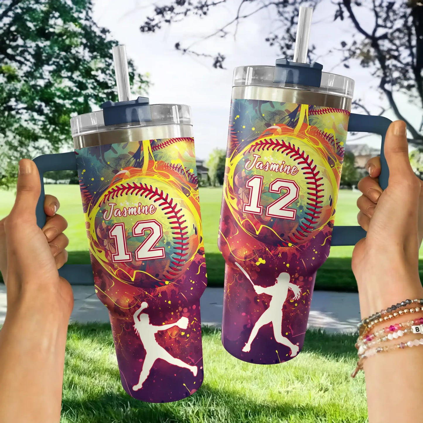 Shineful Tumbler Personalized Heat Softball