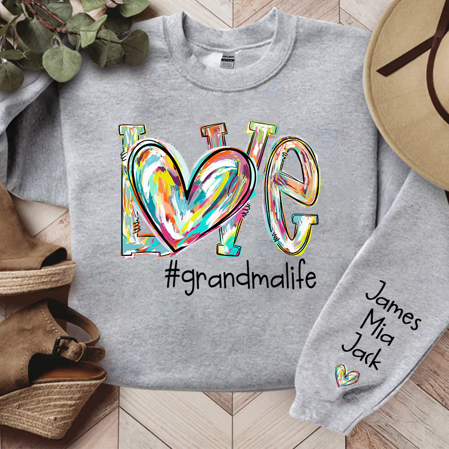 Shineful Sweatshirts Love Grandma Life Color Personalized Custom Name