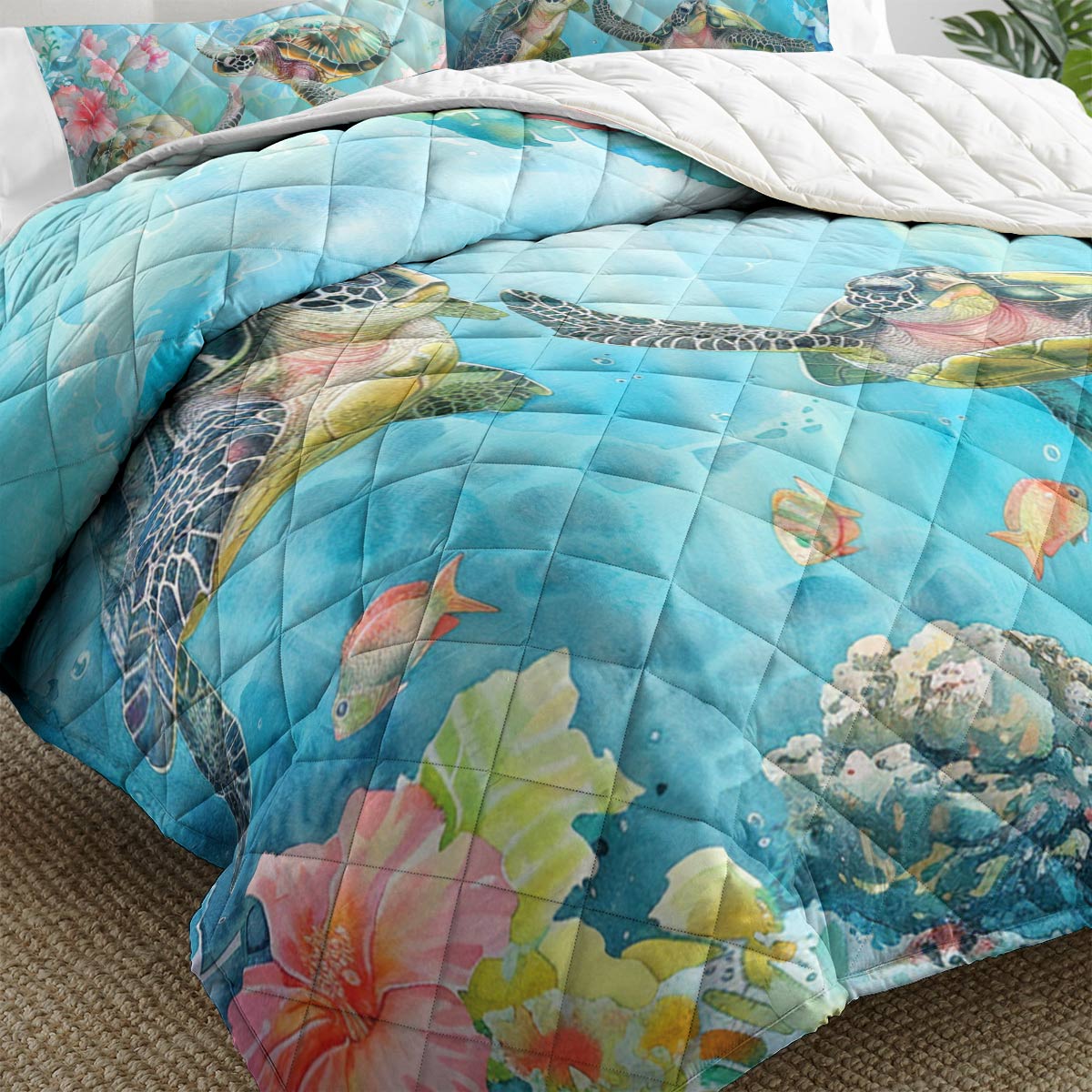 Shineful Quilt 3-Piece Set Sea Turtle Lovely