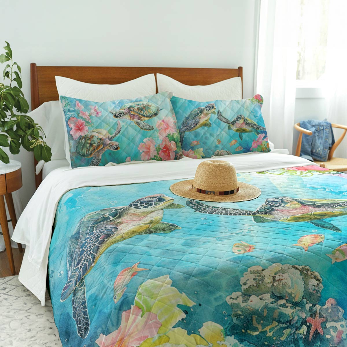 Shineful Quilt 3-Piece Set Sea Turtle Lovely