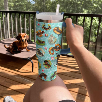 Shineful Tumbler Poolside Happy Dachshund