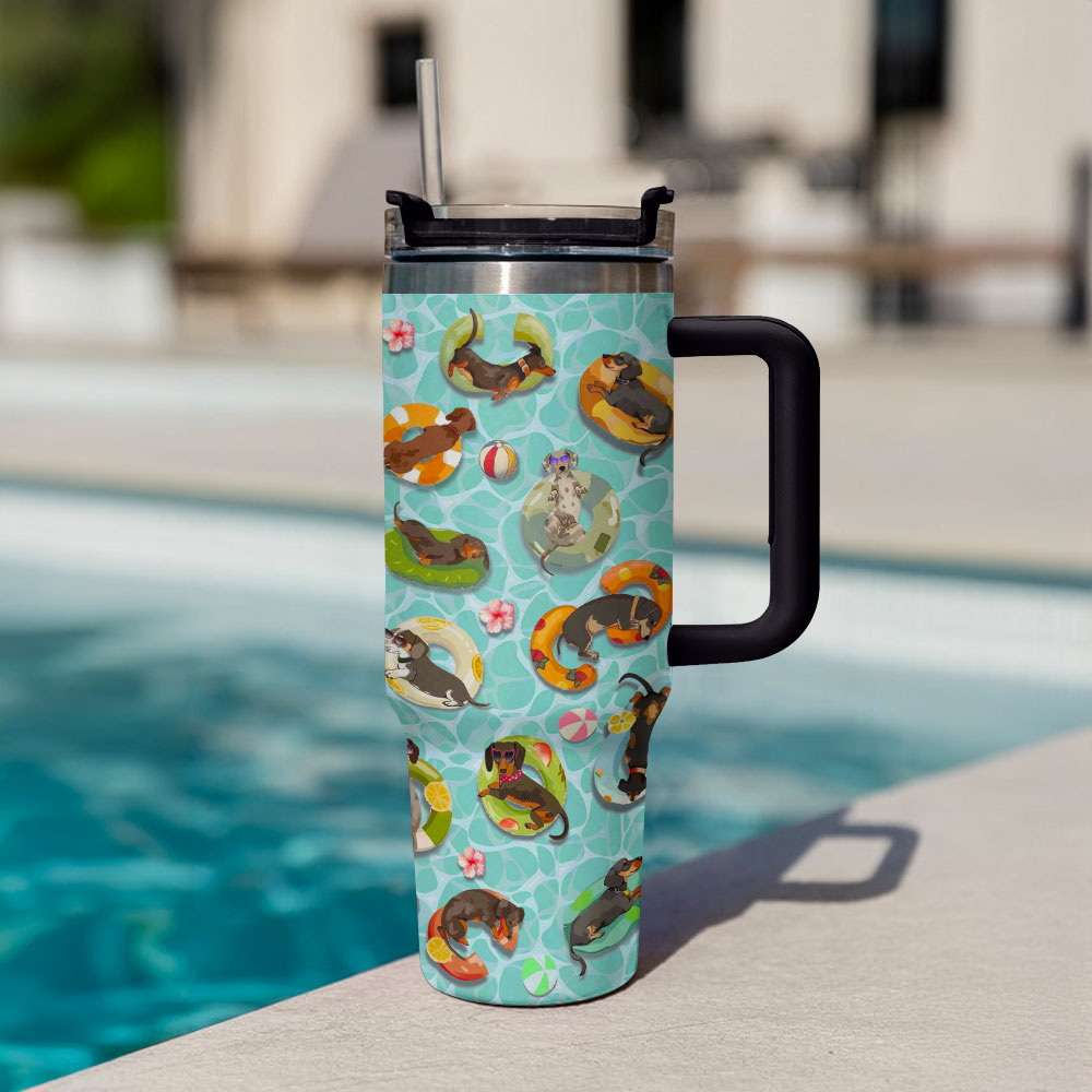 Shineful Tumbler Poolside Happy Dachshund