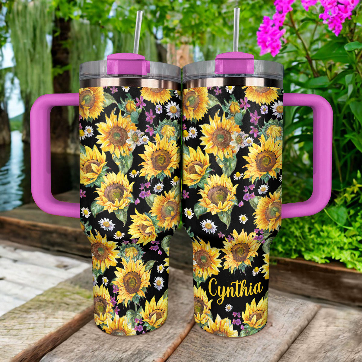 Shineful Tumbler Personalized Sunflowers Classic Sunburst