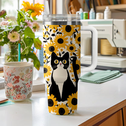 Shineful Tumbler Cat In Sunflower Garden