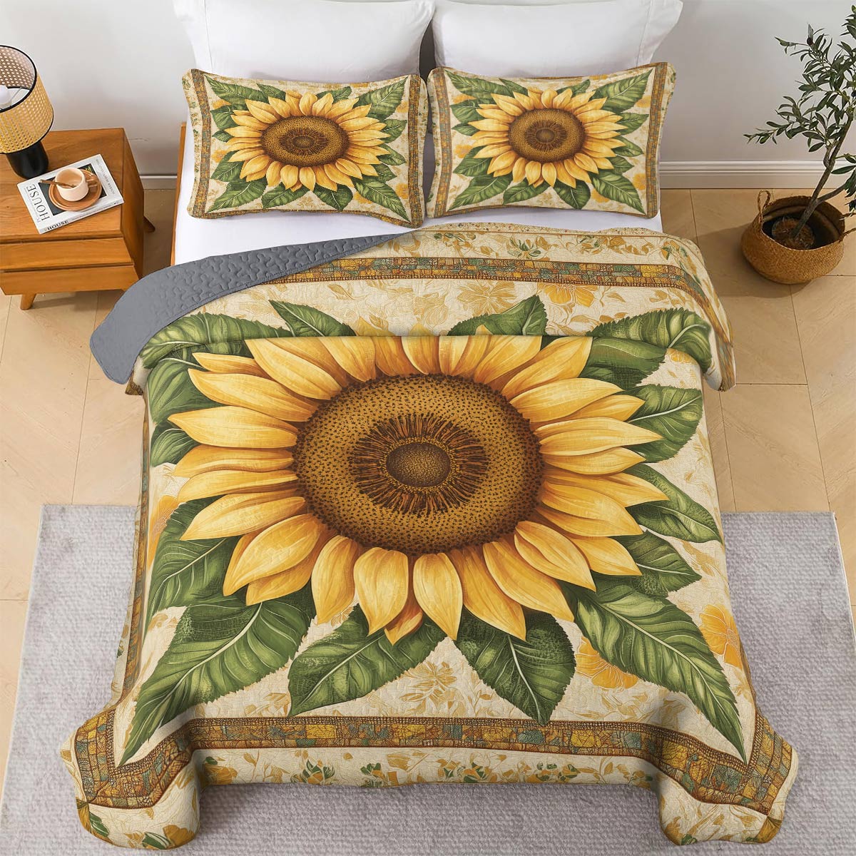 Shineful All Season Quilt 3-Piece Set - Sunflower Elegance