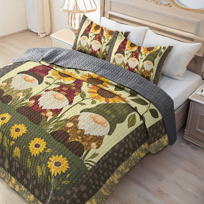 Shineful All Season Quilt 3-Piece Set - Sunflower Gnomes